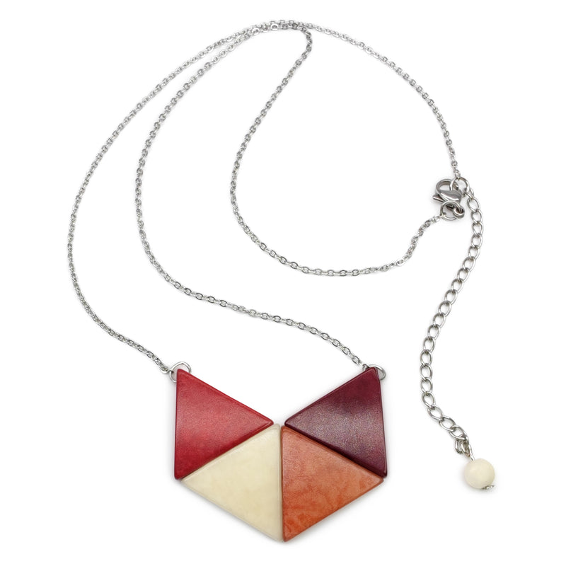 COLLAR LOZANGO - Hecho a mano - Acero inoxidable - Tagua (marfil vegetal)