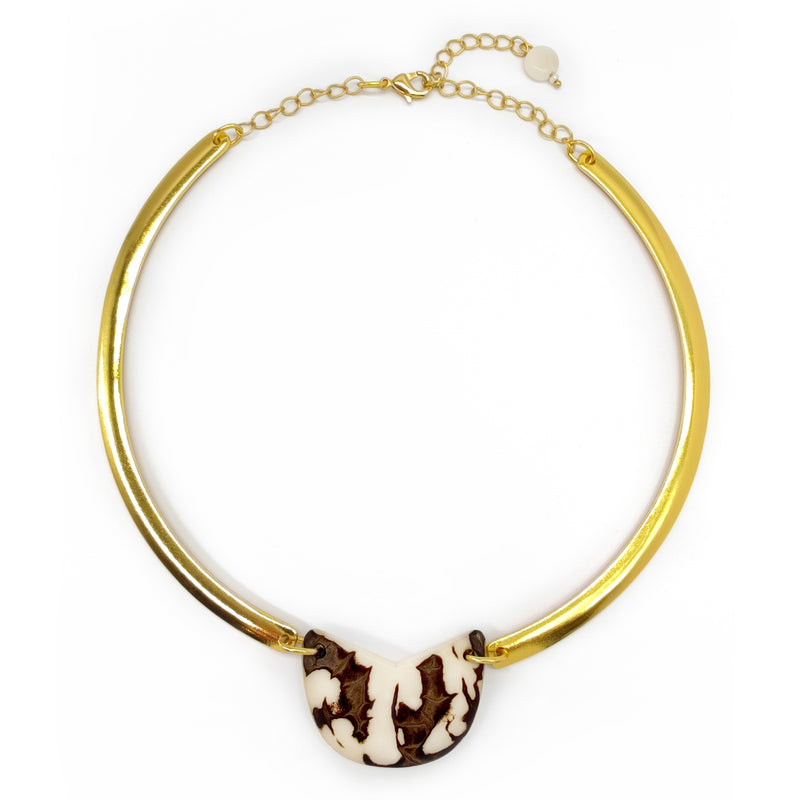 COLLAR NOZELA - Hecho a mano - Bañado en oro de 24 quilates - Tagua (marfil vegetal)