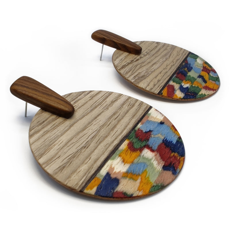 PENDIENTES WOODIE SOL - Hechos a mano - Madera contrachapada de 3 capas cruzadas