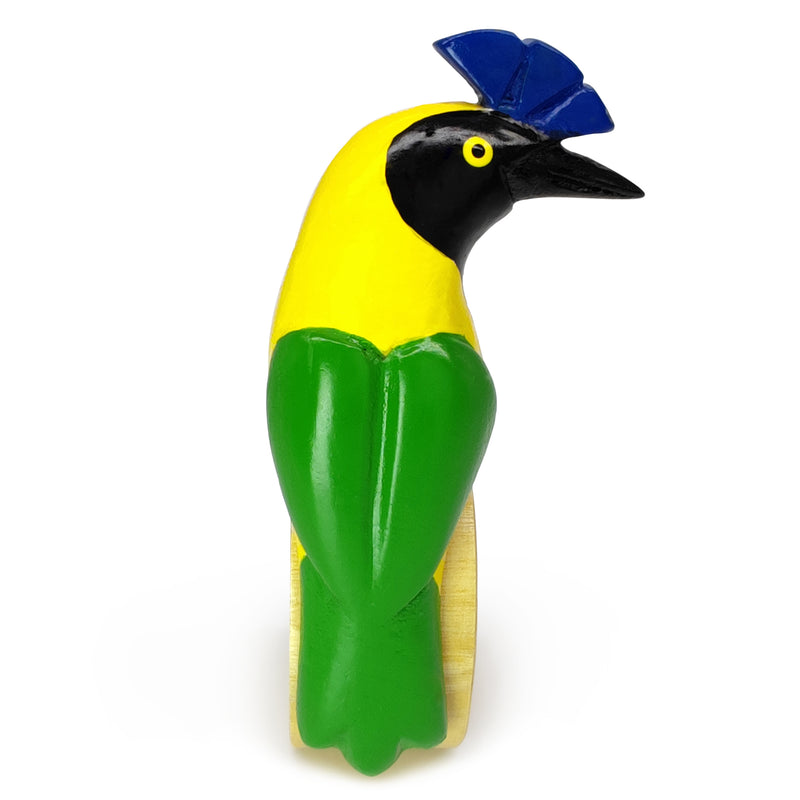 ANILLO DE SERVILLETA DECORATIVO - Arrendajo verde - Madera tallada y pintada a mano