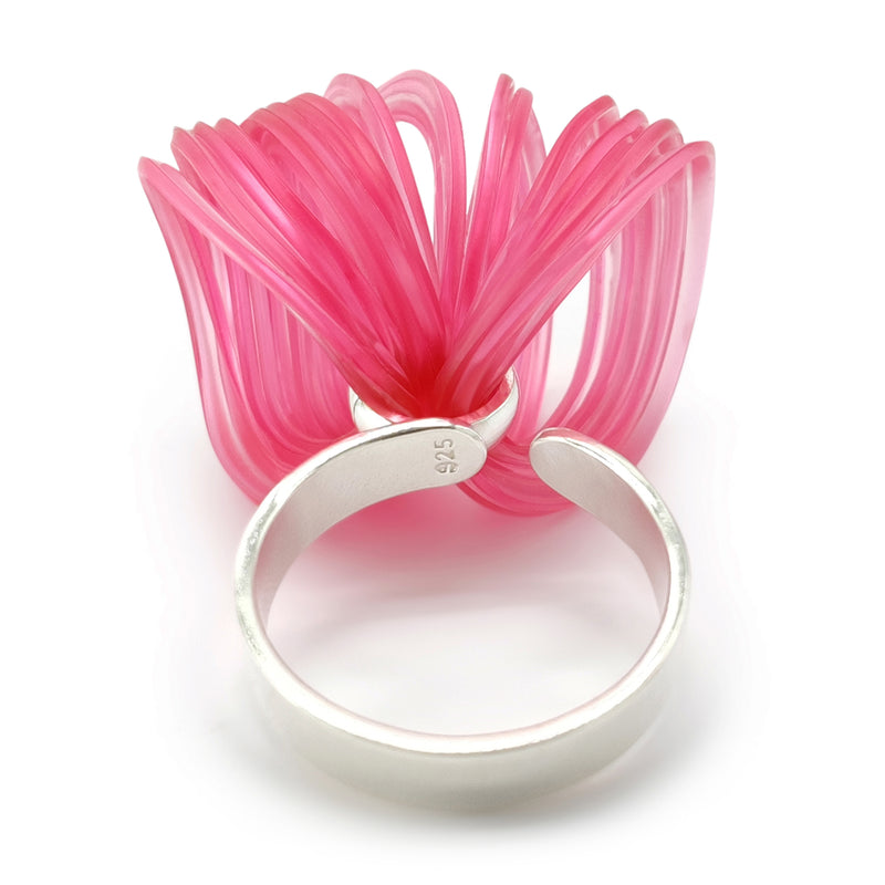 ANILLO ECOBLOOM - Hecho a mano - Ajustable - Plata de ley 925 - Plástico reciclado de los revestimientos de las tapas de botellas