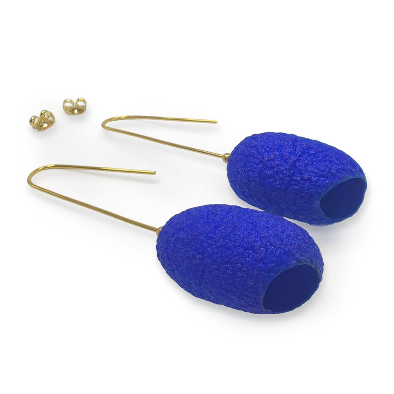 PENDIENTES COCOON CLASSIC - Hechos a mano - Bañados en oro de 24 quilates - Capullos de seda