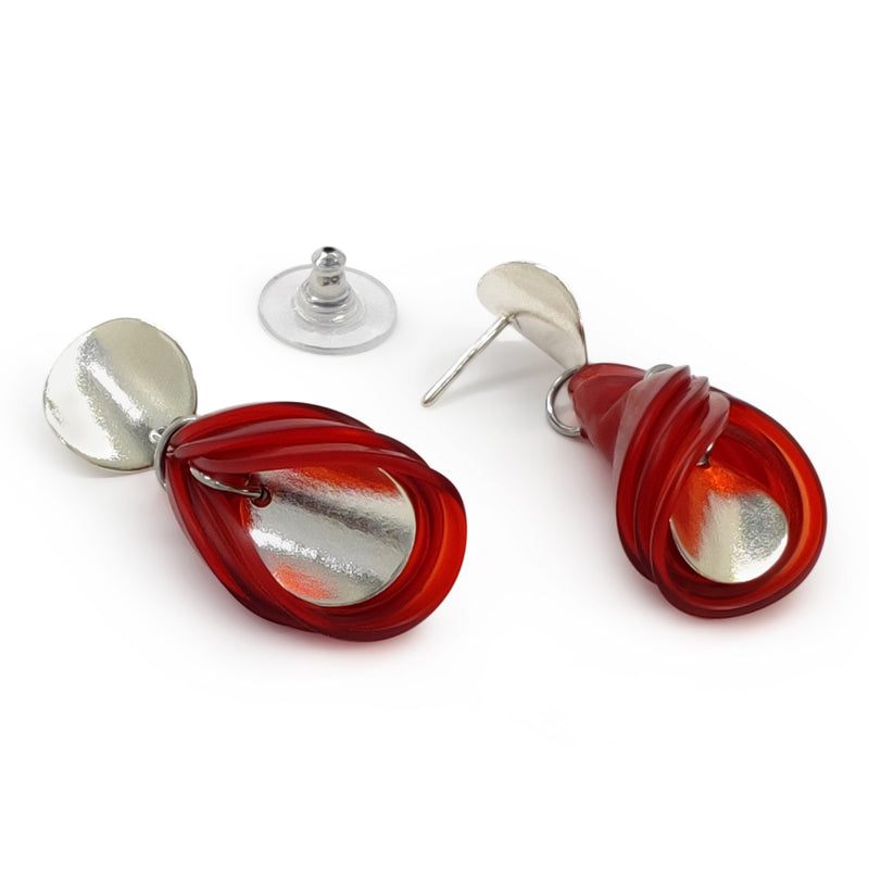 PENDIENTES ECOGLOW - Hechos a mano - Plata de ley 925 - Plástico reciclado de los revestimientos de las tapas de botellas