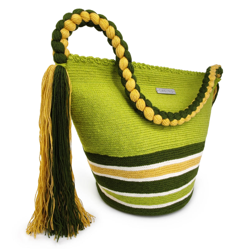 BOLSO WAYUU JOYACIA - Tamaño MEDIO - Tejido manualmente a ganchillo por mujeres de la comunidad indígena Wayuu en La Guajira (Colombia)