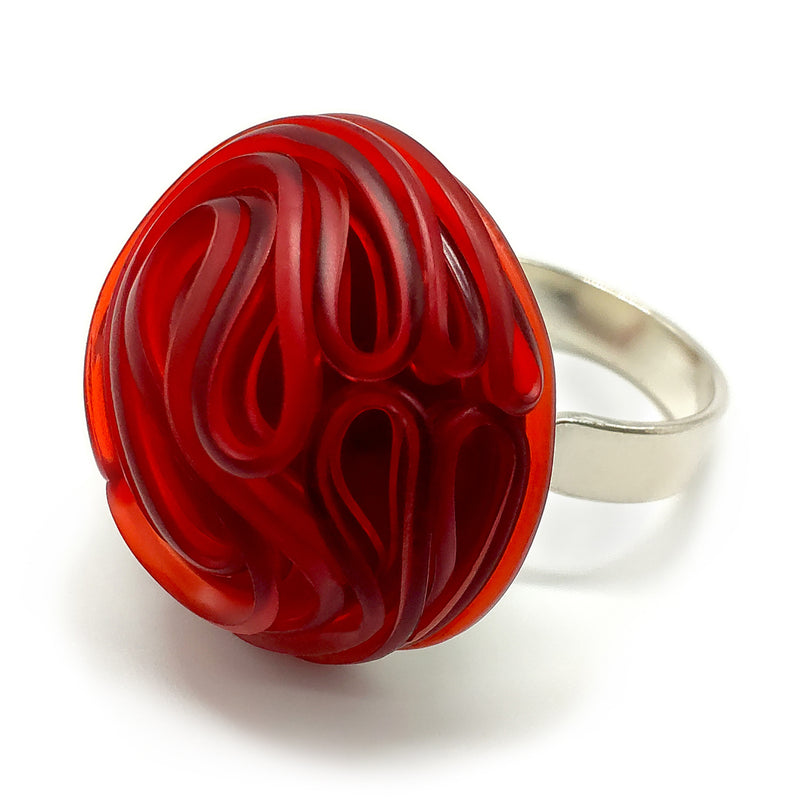 ANILLO ECOTOPIA - Hecho a mano - Ajustable - Plata de ley 925 - Plástico reciclado de los revestimientos de las tapas de botellas