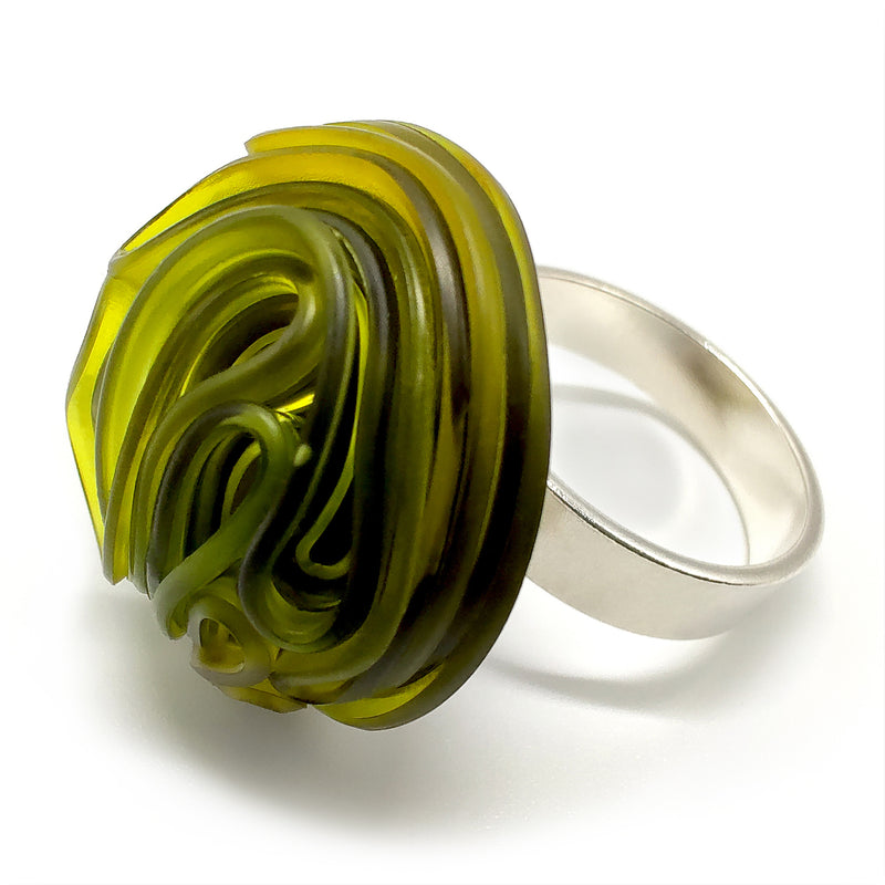 ANILLO ECOTOPIA - Hecho a mano - Ajustable - Plata de ley 925 - Plástico reciclado de los revestimientos de las tapas de botellas