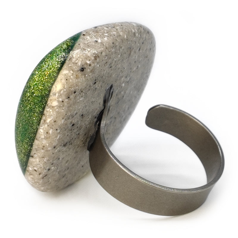 ANILLO GRANITA - Hecho a mano - Ajustable - Cemento triturado, cáscaras de huevo trituradas, polvo de bronce