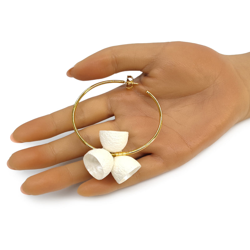 PENDIENTES COCOON BLOOM - Hechos a mano - Bañados en oro de 24 quilates - Capullos de seda