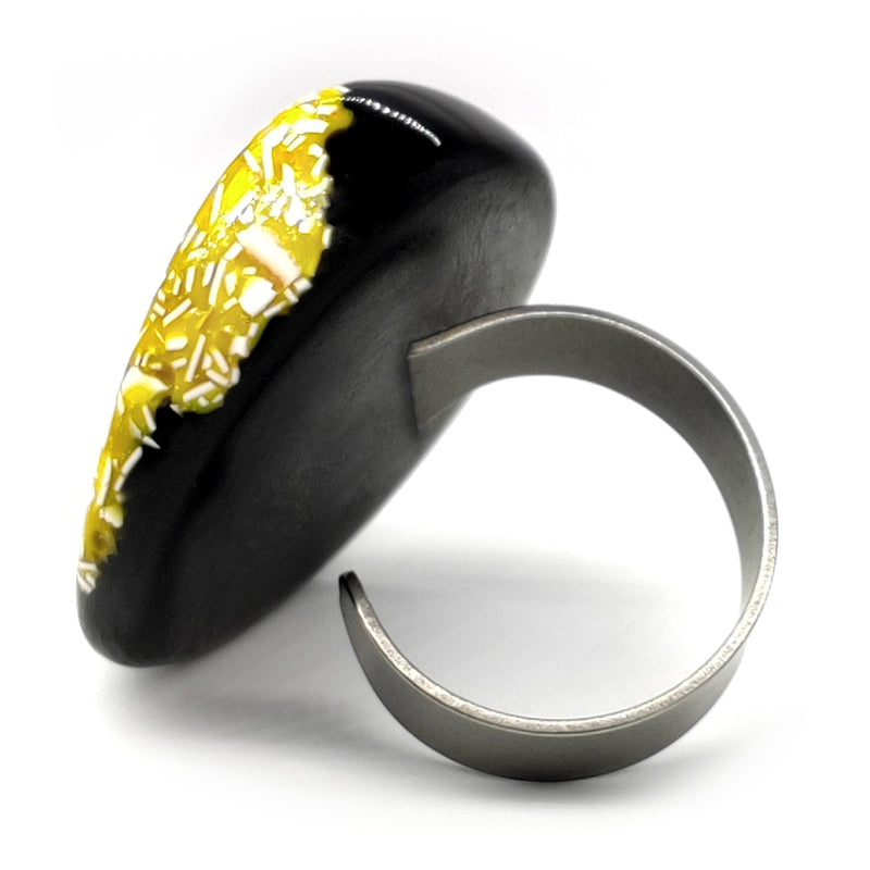 ANILLO NATÜA - Hecho a mano - Ajustable - Cáscaras de huevo trituradas, madera recuperada