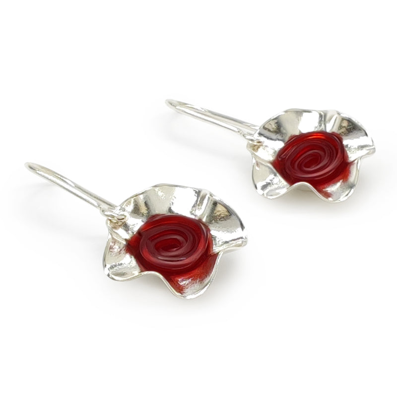 PENDIENTES ECOFLOR - Hechos a mano - Plata de ley 925 - Plástico reciclado de los revestimientos de las tapas de botellas