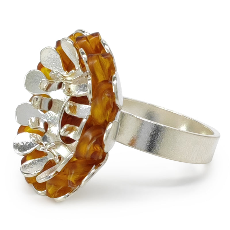 ANILLO ECOSOL - Hecho a mano - Ajustable - Plata de ley 925 - Plástico reciclado de los revestimientos de las tapas de botellas
