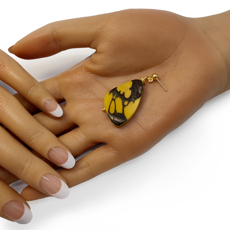 PENDIENTES MARIPOSA - Hechos a mano - Bañados en oro de 24 quilates - Tagua (marfil vegetal)