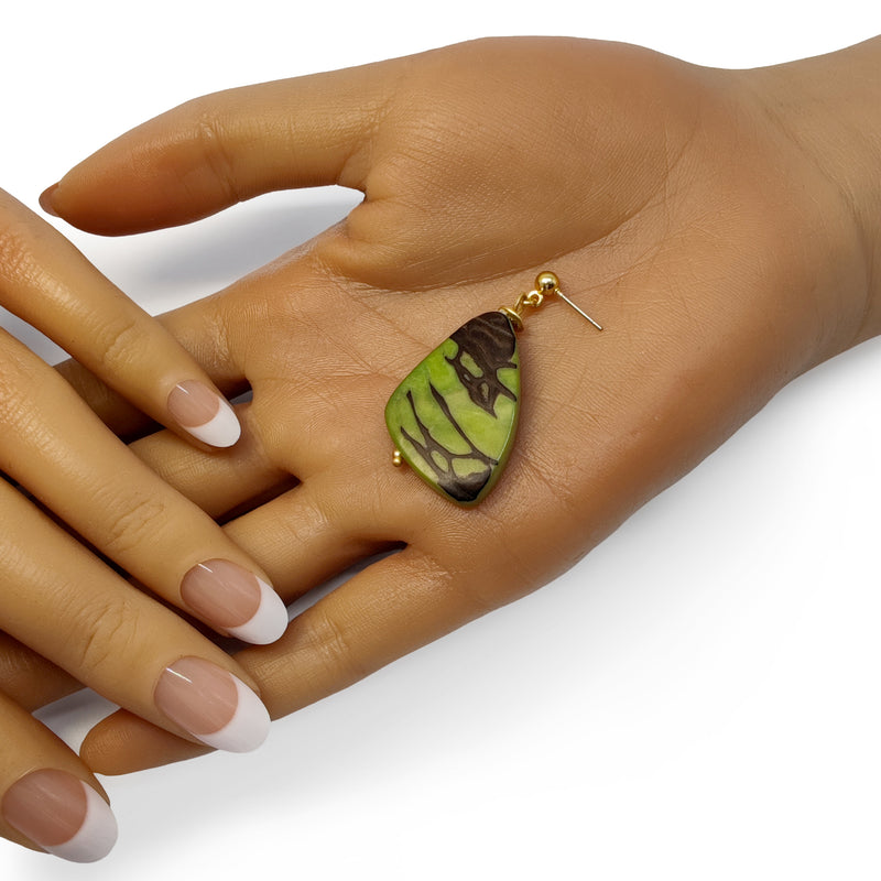 PENDIENTES MARIPOSA - Hechos a mano - Bañados en oro de 24 quilates - Tagua (marfil vegetal)