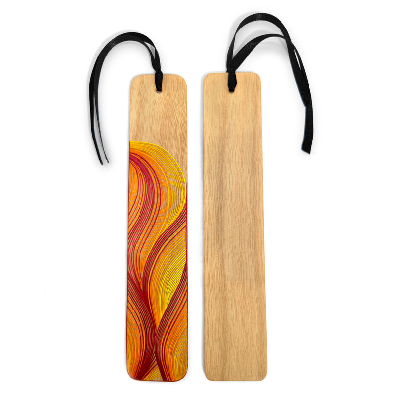 MARCAPÁGINAS FUEGO - COLECCIÓN LOS CUATRO ELEMENTOS - El arte del tamo - Madera clara decorada con paja de trigo y cebada (enchapado en tamo)
