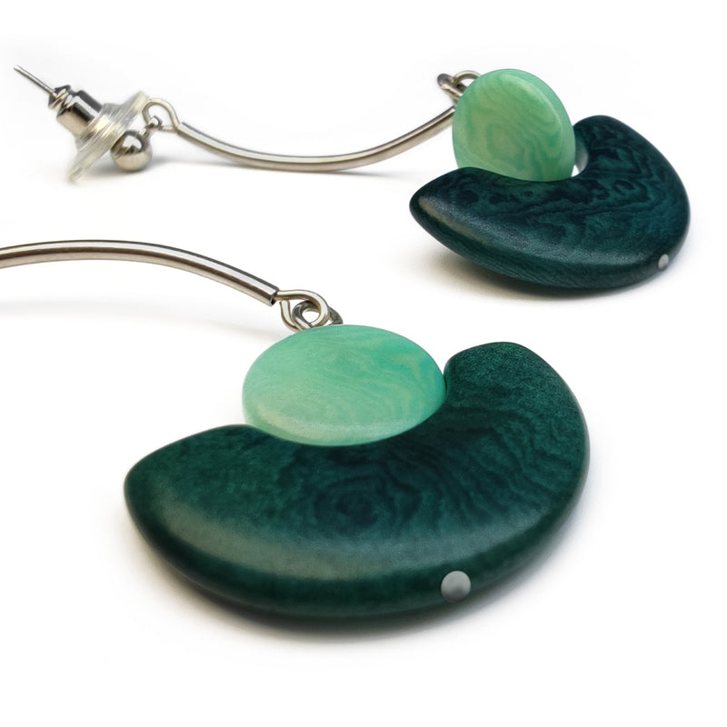 PENDIENTES LUNA - Hechos a mano - Acero inoxidable - Tagua (marfil vegetal)
