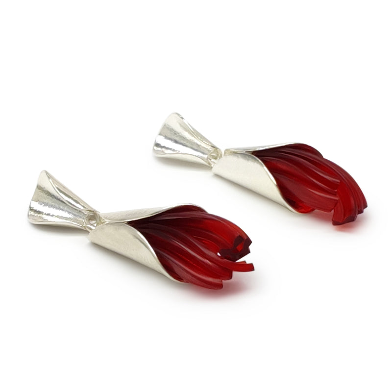PENDIENTES ECOTHEA - Hechos a mano - Plata de ley 925 - Plástico reciclado de los revestimientos de las tapas de botellas