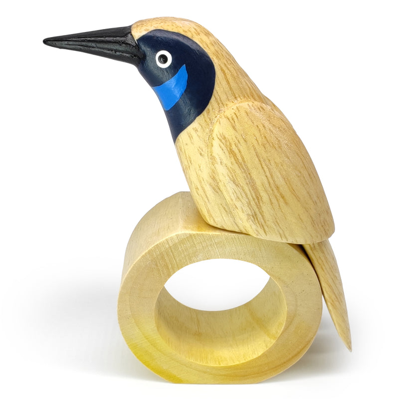 ANILLO DE SERVILLETA DECORATIVO - Zanate - Madera tallada y pintada a mano