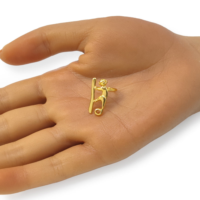 EARCUFF MUISCA MONO - Unisex - Hecho a mano - Bañado en oro de 24 quilates