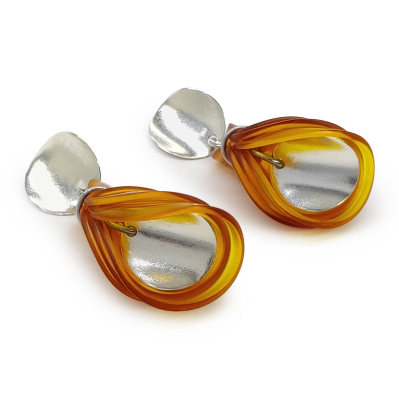 PENDIENTES ECOGLOW - Hechos a mano - Plata de ley 925 - Plástico reciclado de los revestimientos de las tapas de botellas