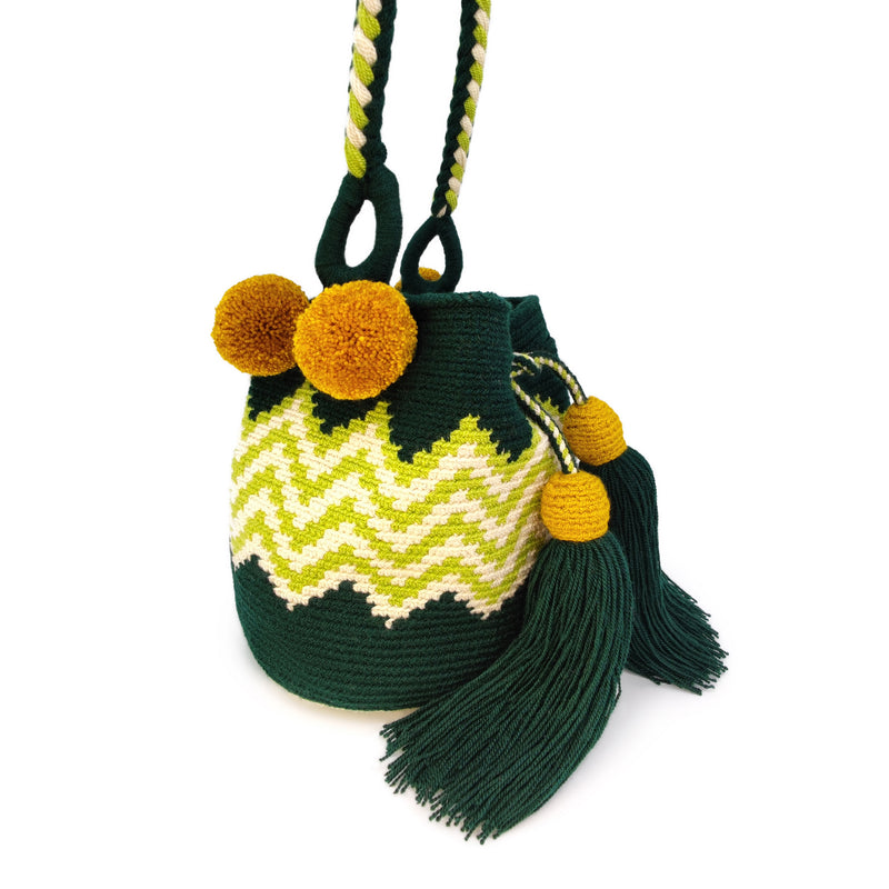 BOLSO WAYUU PALOMINO - Tamaño MINI - Tejido manualmente a ganchillo por mujeres de la comunidad indígena Wayuu en La Guajira (Colombia)