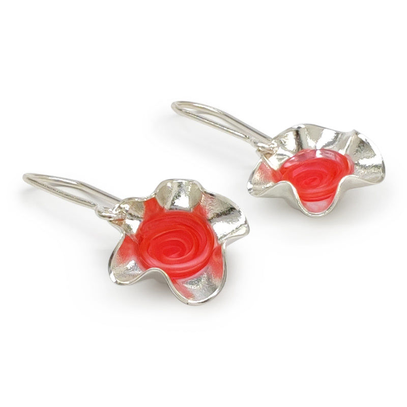 PENDIENTES ECOFLOR - Hechos a mano - Plata de ley 925 - Plástico reciclado de los revestimientos de las tapas de botellas