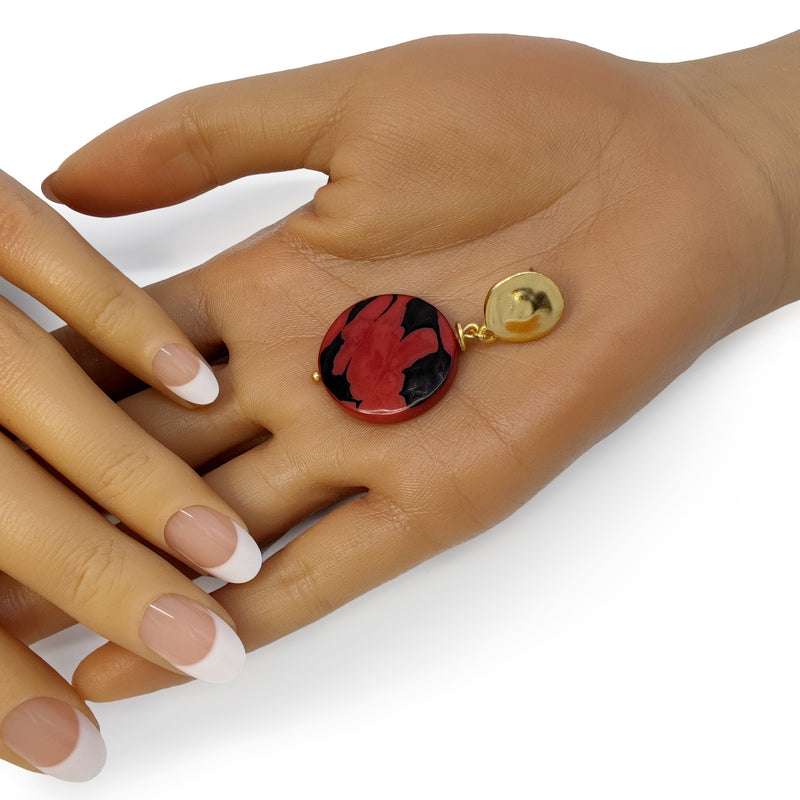 PENDIENTES SOLISE - Hechos a mano - Bañados en oro de 24 quilates - Tagua (marfil vegetal)