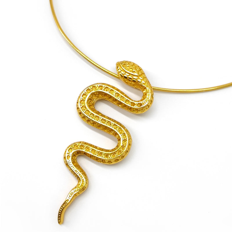 COLLAR SNAKOO - Hecho a mano - Bañado en oro de 24 quilates