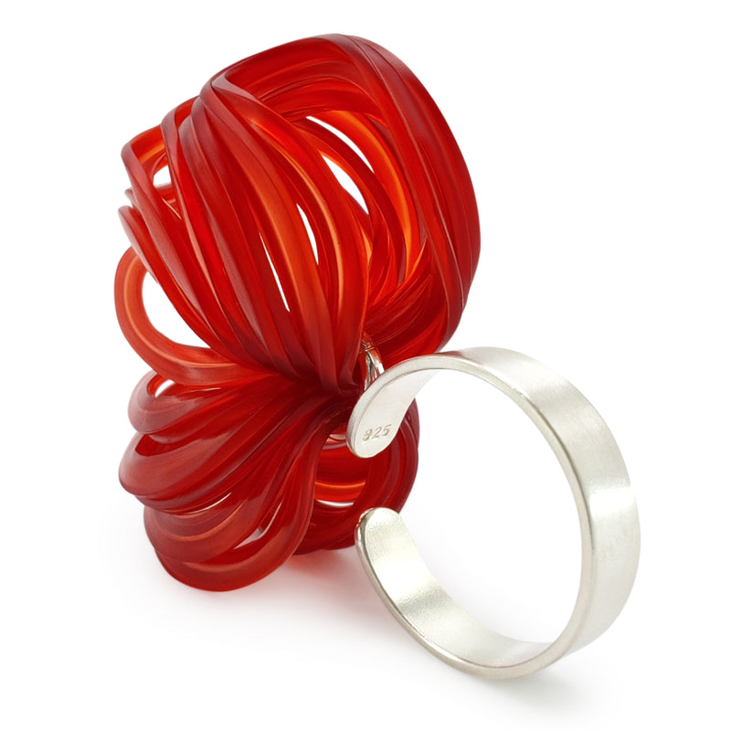 ANILLO ECOBLOOM - Hecho a mano - Ajustable - Plata de ley 925 - Plástico reciclado de los revestimientos de las tapas de botellas