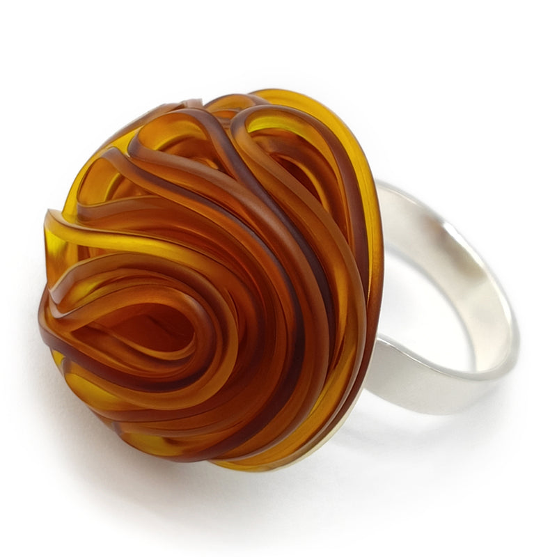 ANILLO ECOTOPIA - Hecho a mano - Ajustable - Plata de ley 925 - Plástico reciclado de los revestimientos de las tapas de botellas