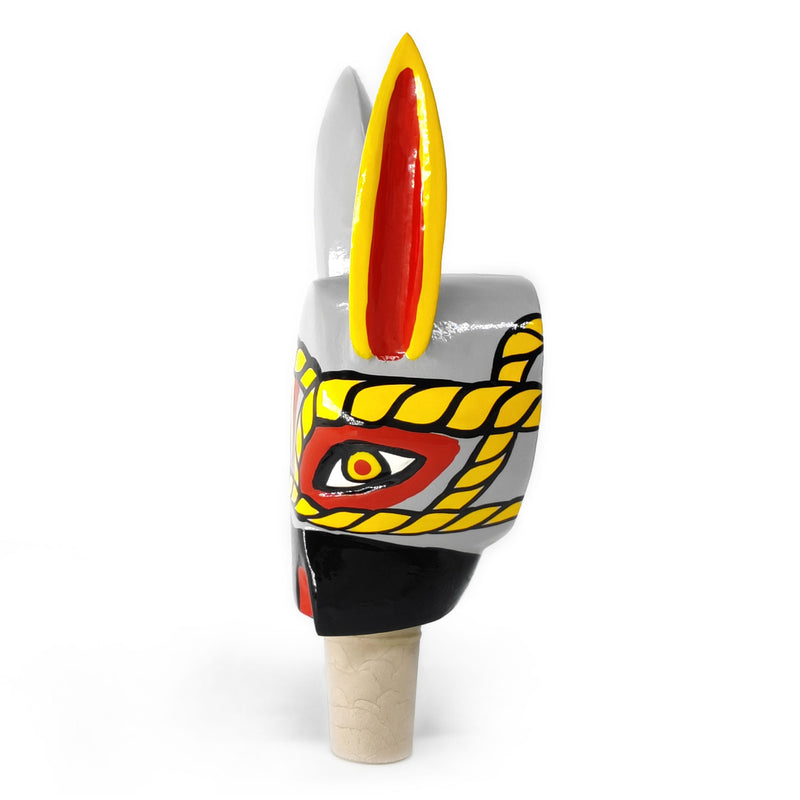 TAPÓN DECORATIVO PARA BOTELLAS - El burro del carnaval - Madera tallada y pintada a mano