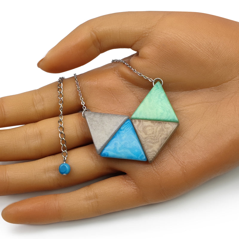 COLLAR LOZANGO - Hecho a mano - Acero inoxidable - Tagua (marfil vegetal)