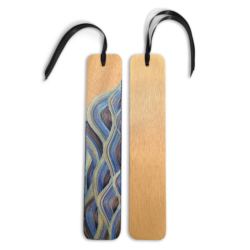 MARCAPÁGINAS AGUA - COLECCIÓN LOS CUATRO ELEMENTOS - El arte del tamo - Madera clara decorada con paja de trigo y cebada (enchapado en tamo)