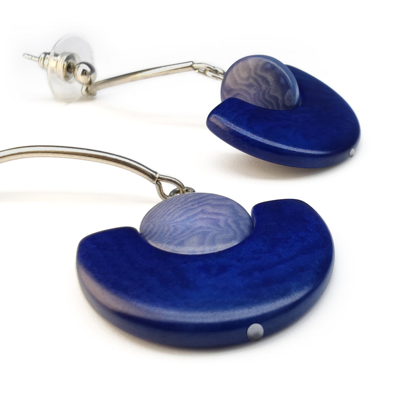 PENDIENTES LUNA - Hechos a mano - Acero inoxidable - Tagua (marfil vegetal)