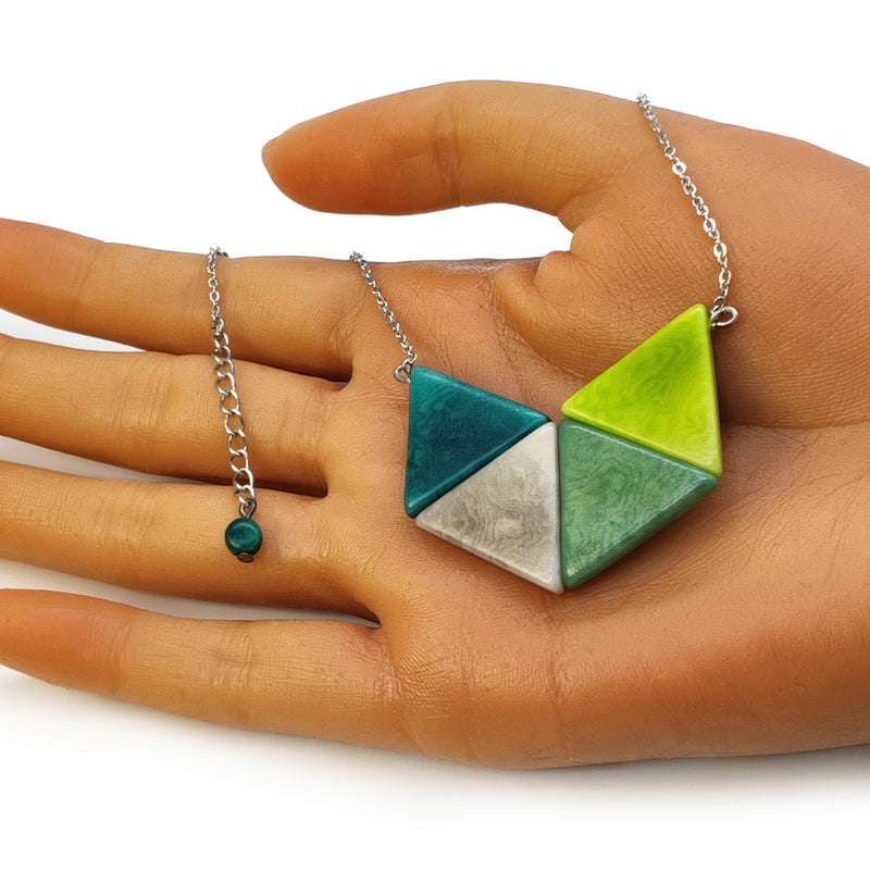 COLLAR LOZANGO - Hecho a mano - Acero inoxidable - Tagua (marfil vegetal)