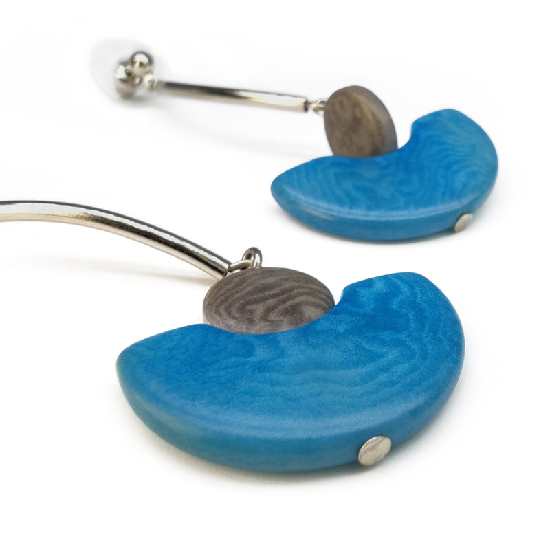 PENDIENTES LUNA - Hechos a mano - Acero inoxidable - Tagua (marfil vegetal)