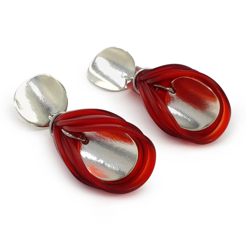 PENDIENTES ECOGLOW - Hechos a mano - Plata de ley 925 - Plástico reciclado de los revestimientos de las tapas de botellas