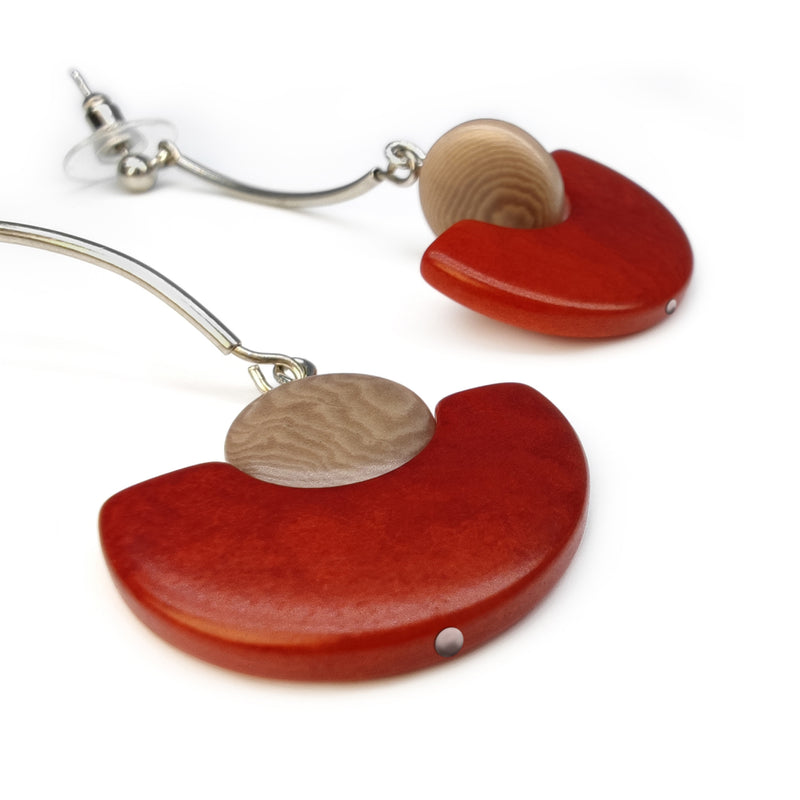 PENDIENTES LUNA - Hechos a mano - Acero inoxidable - Tagua (marfil vegetal)