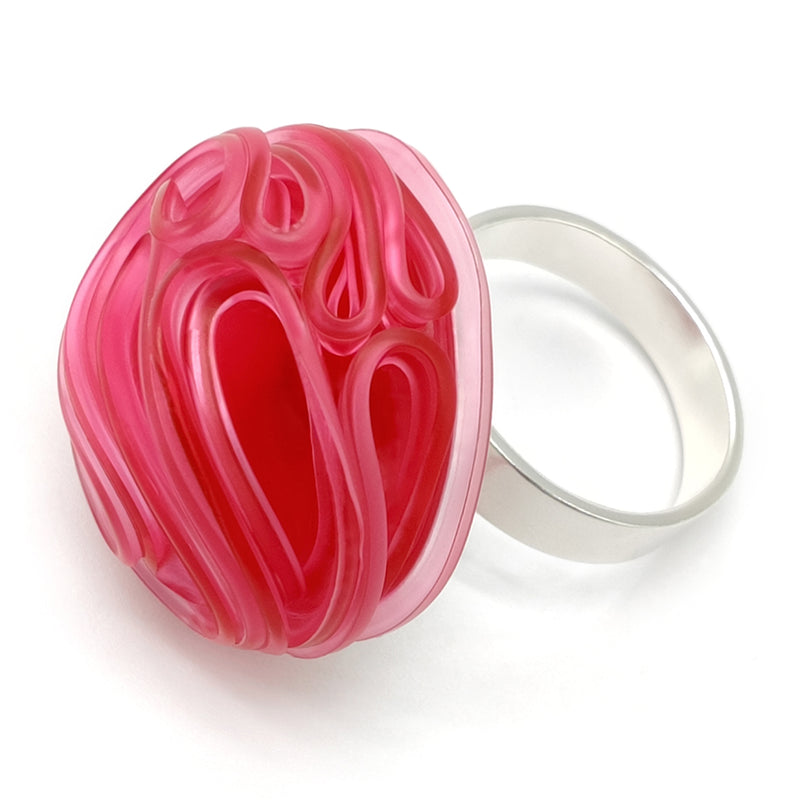 ANILLO ECOTOPIA - Hecho a mano - Ajustable - Plata de ley 925 - Plástico reciclado de los revestimientos de las tapas de botellas