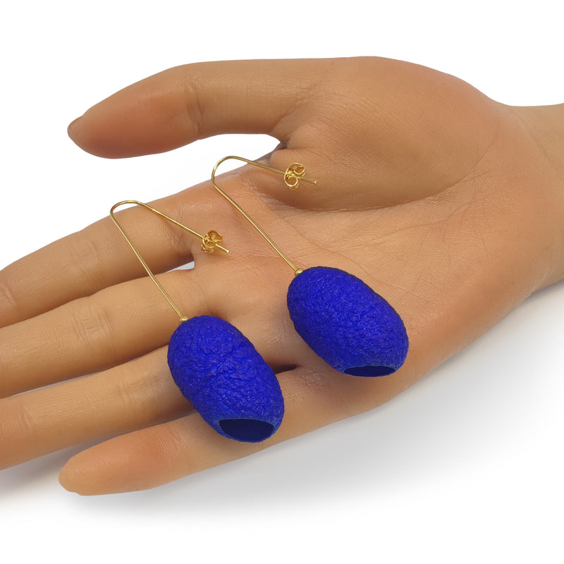 PENDIENTES COCOON CLASSIC - Hechos a mano - Bañados en oro de 24 quilates - Capullos de seda