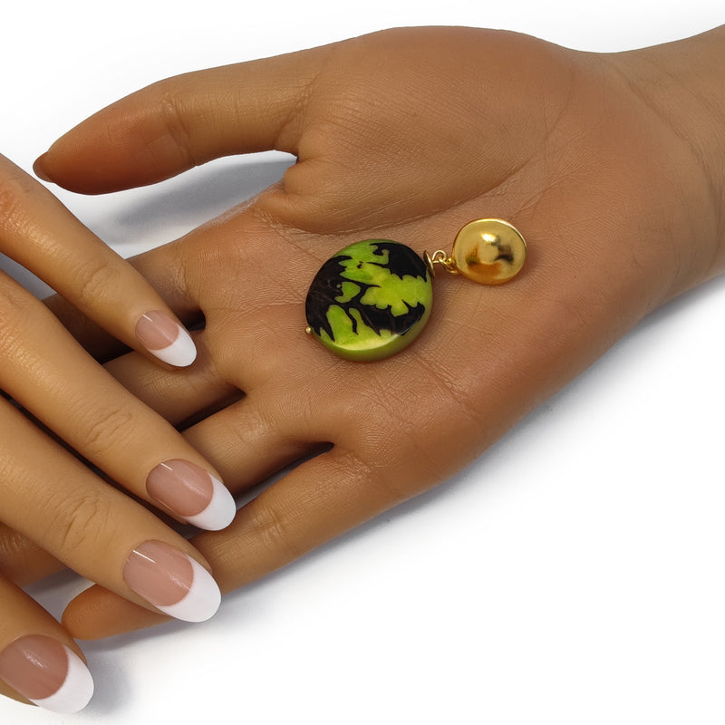 PENDIENTES SOLISE - Hechos a mano - Bañados en oro de 24 quilates - Tagua (marfil vegetal)