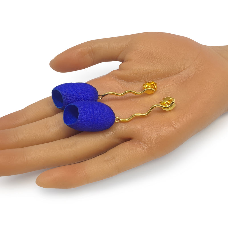 PENDIENTES COCOON ECHO - Hechos a mano - Bañados en oro de 24 quilates - Capullos de seda