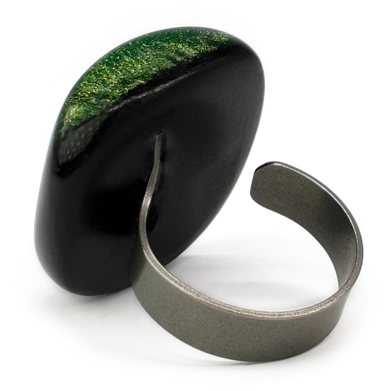 ANILLO NATÜA - Hecho a mano - Ajustable - Madera recuperada, polvo de bronce