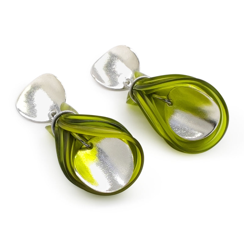 PENDIENTES ECOGLOW - Hechos a mano - Plata de ley 925 - Plástico reciclado de los revestimientos de las tapas de botellas