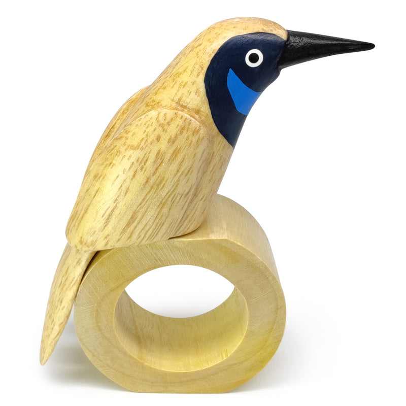 ANILLO DE SERVILLETA DECORATIVO - Zanate - Madera tallada y pintada a mano