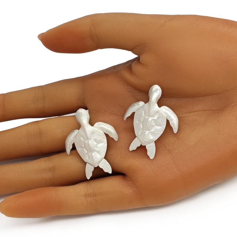 PENDIENTES MARINA TURTLE - Hechos a mano - Plata