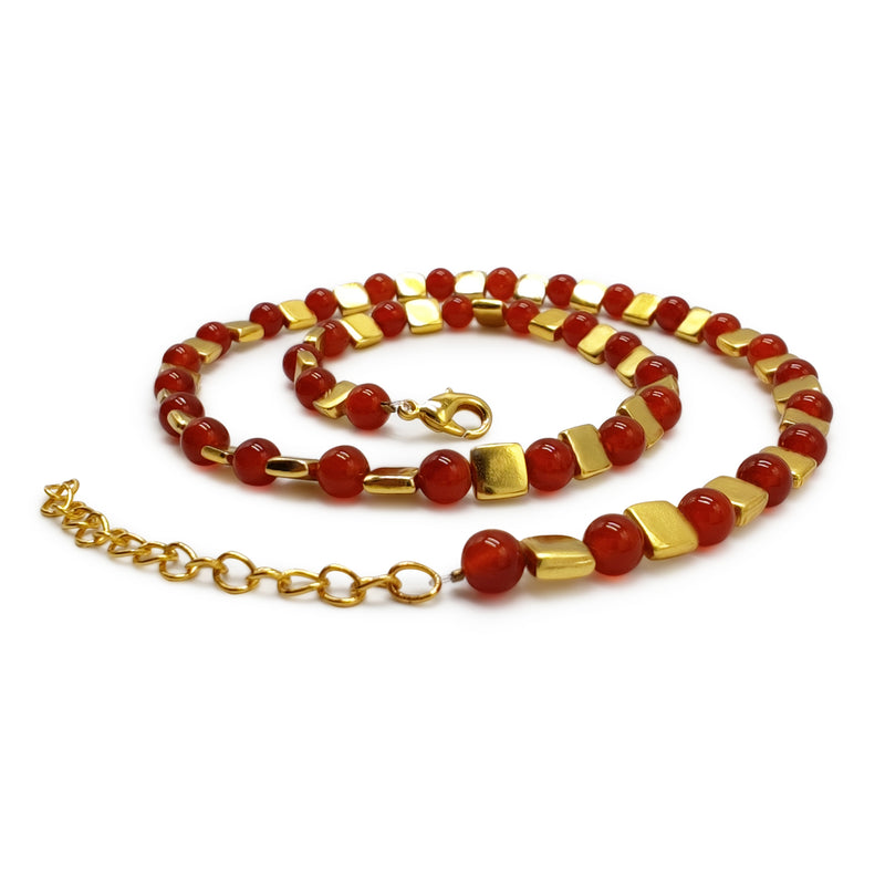COLLAR DORA - Hecho a mano - Bañado en oro de 24 quilates - Ágatas