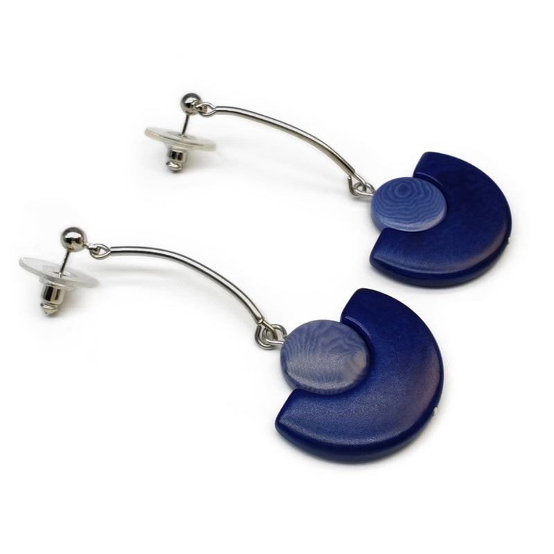 PENDIENTES LUNA - Hechos a mano - Acero inoxidable - Tagua (marfil vegetal)