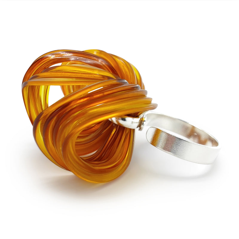 ANILLO ECOBLOOM - Hecho a mano - Ajustable - Plata de ley 925 - Plástico reciclado de los revestimientos de las tapas de botellas