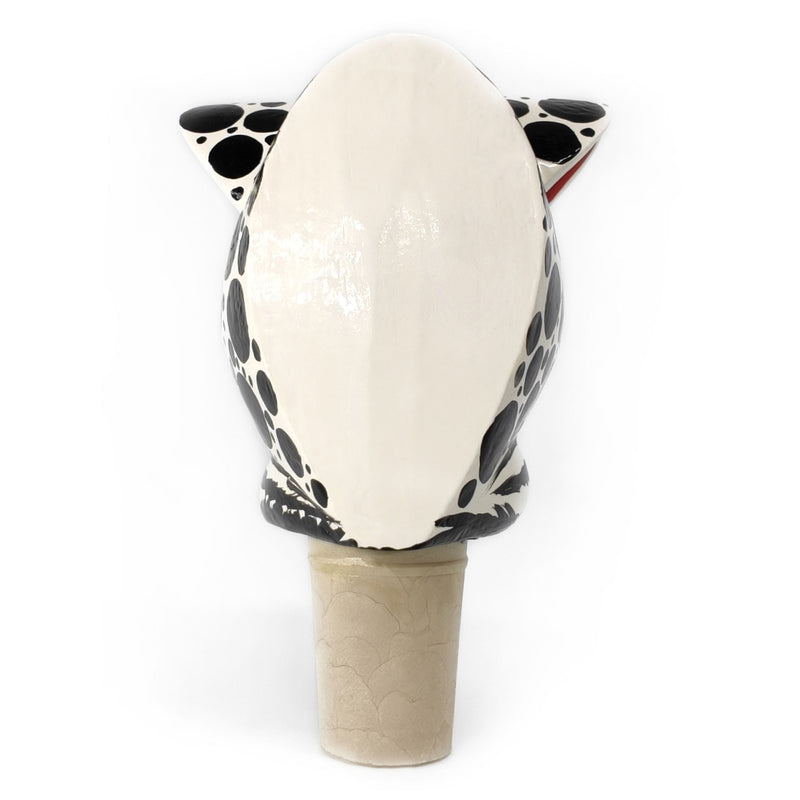 TAPÓN DECORATIVO PARA BOTELLAS - El tigre blanco del carnaval - Madera tallada y pintada a mano