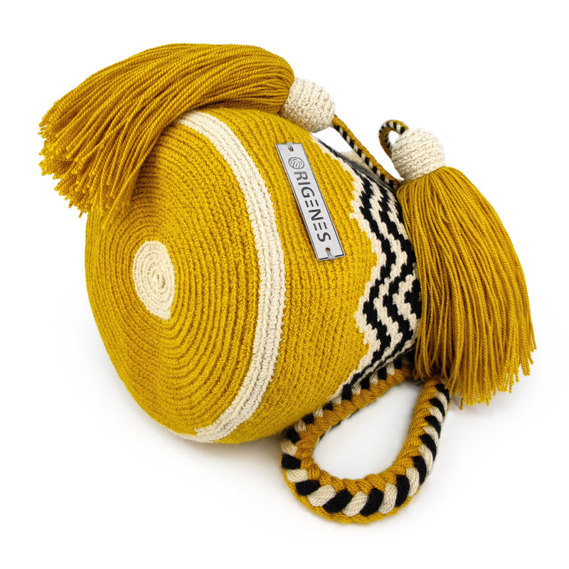 BOLSO WAYUU PALOMINO - Tamaño MINI - Tejido manualmente a ganchillo por mujeres de la comunidad indígena Wayuu en La Guajira (Colombia)